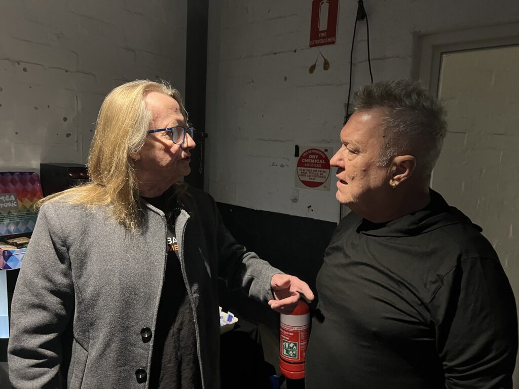 Jimmy Barnes and Ian Graves backstage at the Palais