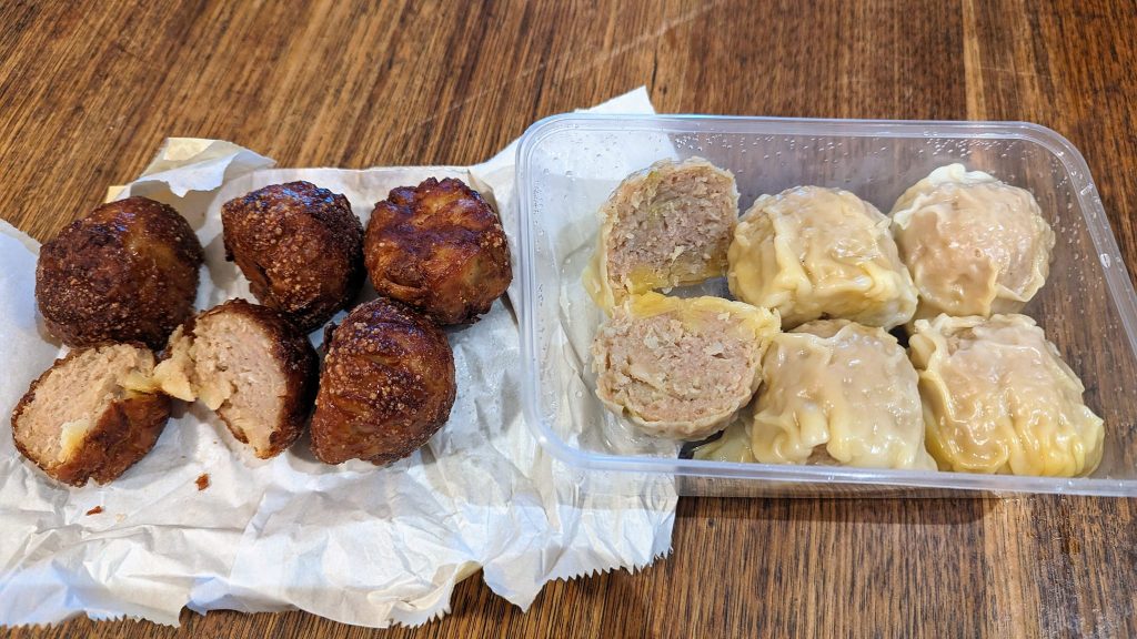 Preston Noodle Dimmies - Fried (left) and Steamed (right)